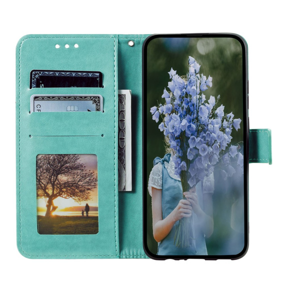 Cu clapetă pentru Motorola Moto E13, Mandala Flower, verde
