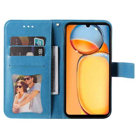 Cu clapetă pentru Xiaomi Redmi 13C / Poco C65, Mandala Flower, albastru