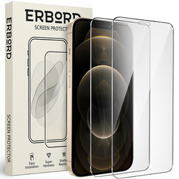 2x sticlă călită pentru iPhone 12/12 Pro, ERBORD 9H Hard Glass pe ecran