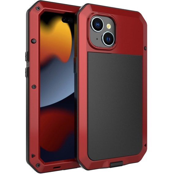 Carcasă pentru iPhone 15, blindată, cu sticlă integrată, roșu