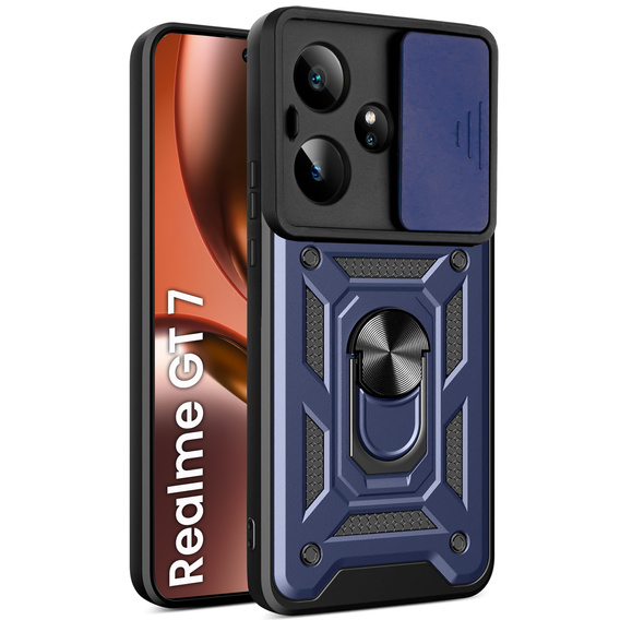 Husă blindată pentru Realme GT 7 / 7T, CamShield Slide, albastru
