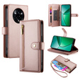 Cu clapetă pentru Realme 14 Pro 5G, Wallet Zipper Pocket, roz