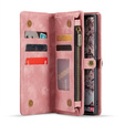 Husă CASEME pentru Samsung Galaxy S25 Ultra, Retro Leather Wallet, cu curea de umăr, roșu