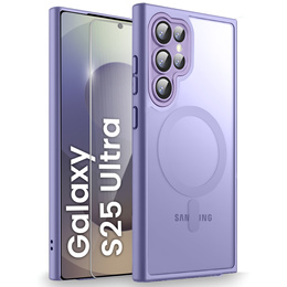 Husă pentru Samsung Galaxy S25 Ultra, pentru MagSafe, ERBORD Matt Case, violet + sticlă pentru ecran