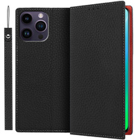 Cu clapetă pentru iPhone 14 Pro, Litchi Skin Grain, negru