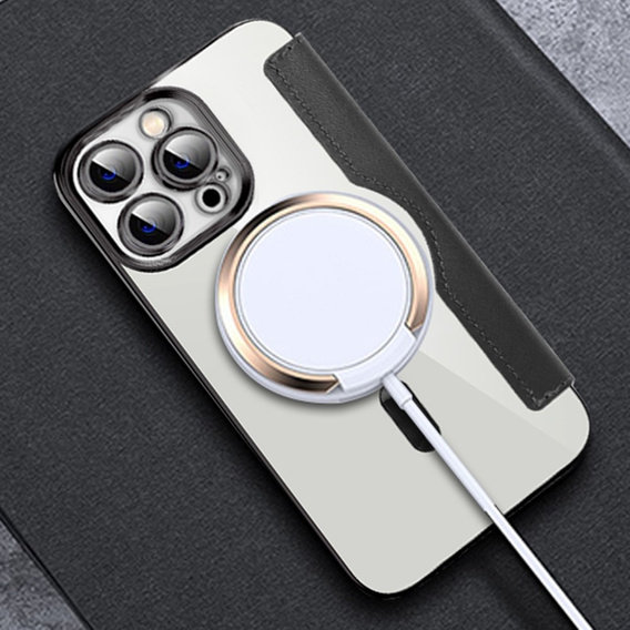 Cu clapetă pentru iPhone 12 Pro, RFID Wallet MagSafe CamShield, negru