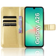 Cu clapetă pentru Samsung Galaxy A26, Crazy Horse Wallet, de aur