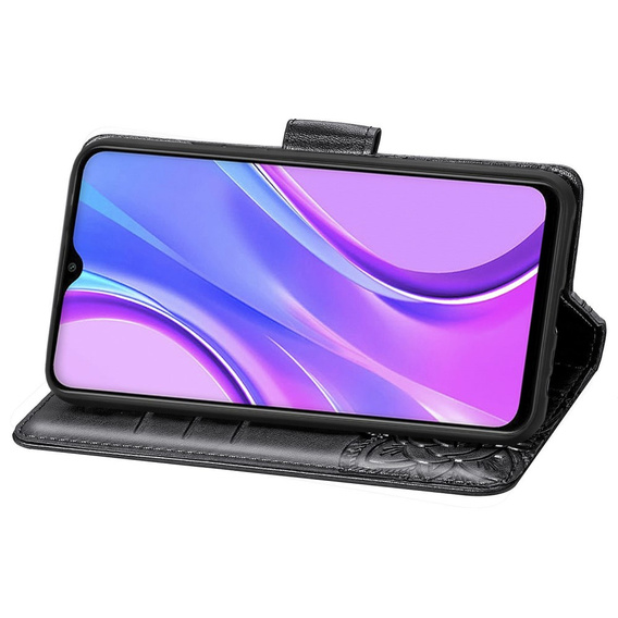 Cu clapetă pentru Xiaomi Redmi 9, Butterfly, negru