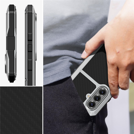 Carcasă blindată cu sticlă încorporată pentru Samsung Galaxy S26, argintiu