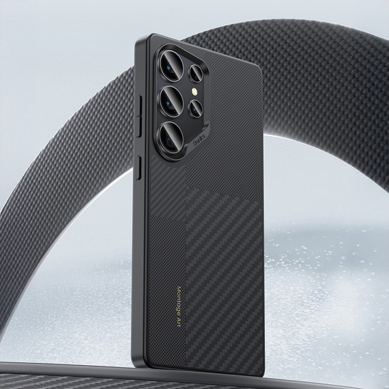 Carcasa BENKS Kevlar pentru Samsung Galaxy S25 Ultra, pentru MagSafe, Carbon Fiber, negru