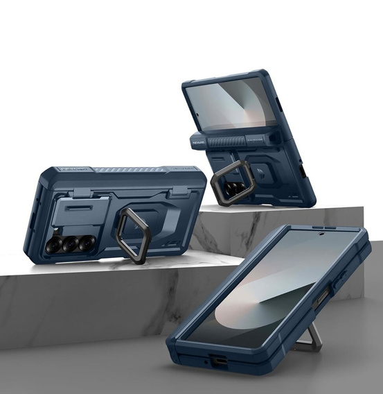Husă blindată pentru Samsung Galaxy Z Fold 6 5G, Dexnor Full Body S-Pen Slot, albastru