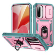 Husă pentru Samsung Galaxy A56 5G, KickStand Camera Lens, roz / verde