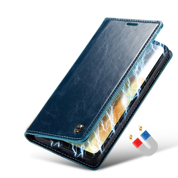 Carcasă flip CASEME pentru Samsung Galaxy A33 5G, Waxy Textured, albastru