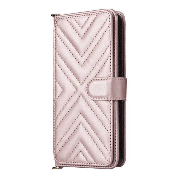 Carcasă cu clapetă pentru Oppo Reno 13F 5G, Crossbody Leather Wallet, roz