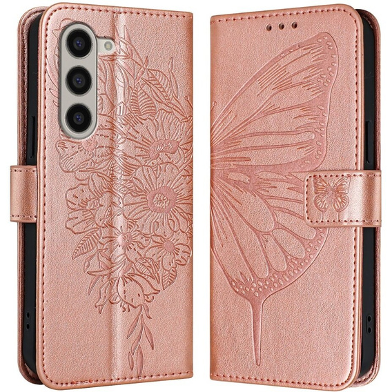 Cu clapetă pentru Samsung Galaxy Z Fold6 5G, Butterfly, roz rose gold