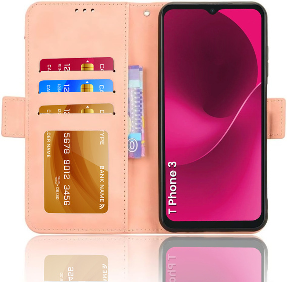 Cu clapetă pentru T Phone 3 5G, Card Slot, roz