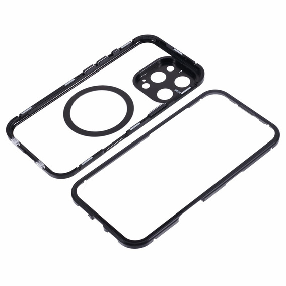 Carcasa Magnetic Dual Glass MagSafe pentru iPhone 16 Pro Max, negru