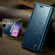 Carcasă flip CASEME pentru Samsung Galaxy S10+ Plus, Waxy Textured, albastru