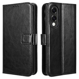 Cu clapetă pentru Samsung Galaxy S25 Edge, Crazy Horse Wallet, negru
