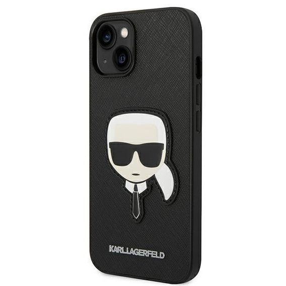 Karl Lagerfeld Huse pentru iPhone 14 Plus, Saffiano Karl's Head Patch, negru