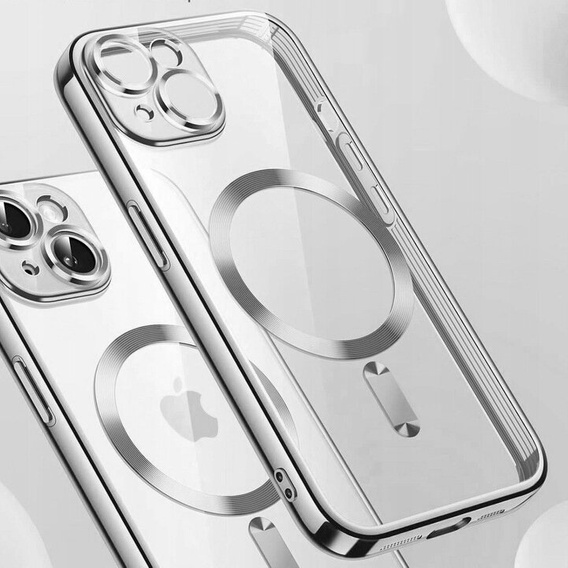 Husă pentru iPhone 14 Plus, Electro MagSafe, de argint + Sticlă pentru ecran