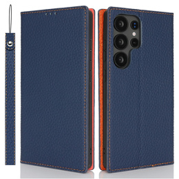 Cu clapetă pentru Samsung Galaxy S25 Ultra, Litchi Skin Grain, albastru închis