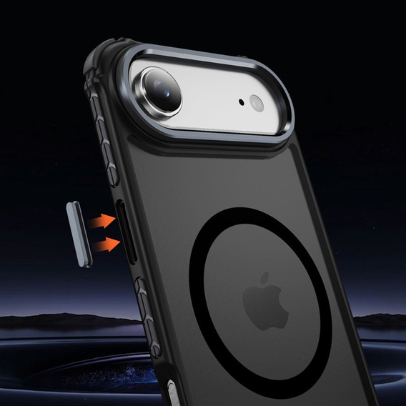 Carcasă Matt pentru iPhone Air, blindată, pentru MagSafe, fumurie cu margini negre
