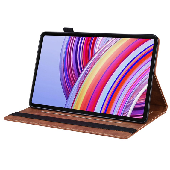Husă pentru Xiaomi Redmi Pad Pro / Xiaomi Poco Pad, Classic, cu spațiu pentru stylus, maro