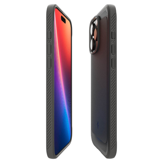 Carcasa Spigen pentru iPhone 16 Pro, Rugged Armor MagSafe, gri + Tempered Glass 9H