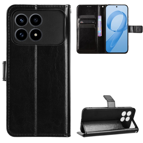 Husă tip portofel Crazy Horse pentru Xiaomi Poco F8 Pro