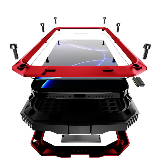 Husă R-JUST cu suport și sticlă încorporată pentru iPhone 17 Pro Max