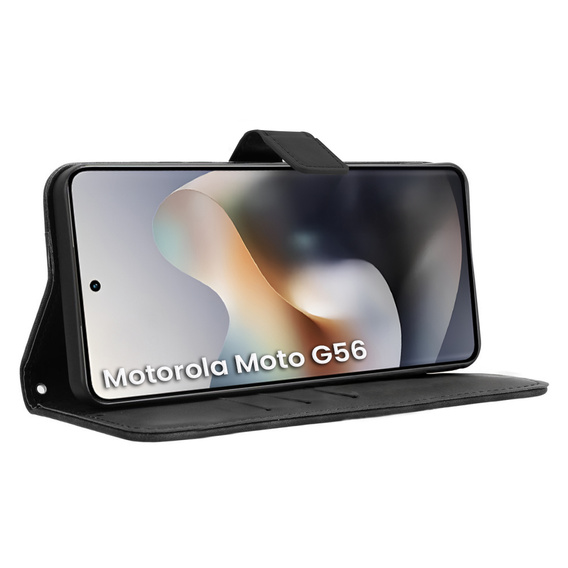 Cu clapetă pentru Motorola Moto G56 5G, Crazy Horse Wallet, negru