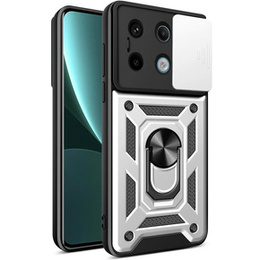 Husă blindată pentru Xiaomi Redmi Note 13 Pro 5G, CamShield Slide, de argint