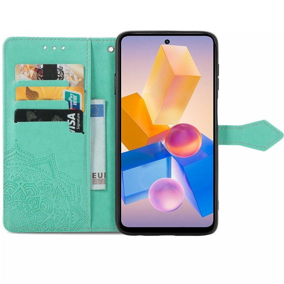 Cu clapetă pentru Infinix Hot 40i, Mandala, verde