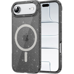 Husă pentru iPhone Air, pentru MagSafe, glitter, negru translucid