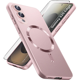Carcasă pentru Samsung Galaxy S25 Edge, ColorMag, pentru MagSafe, roz + sticlă călită 9H