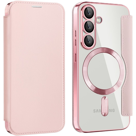 Cu clapetă pentru Samsung Galaxy S25+ Plus, RFID Wallet MagSafe CamShield, roz