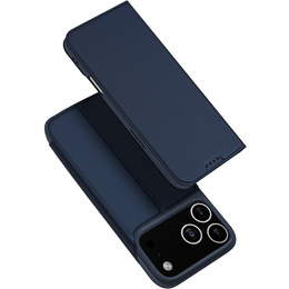 Husă Dux Ducis pentru iPhone 17 Pro Max, Skin Pro, cu clapetă, cu slot pentru carduri, albastru marin