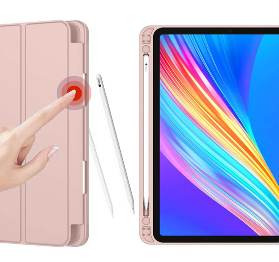 Carcasă pentru iPad Pro 12.9" 2022/2021/2020 (6/5/4 gen.), Smart Pencil, cu suport pentru stylus, roz