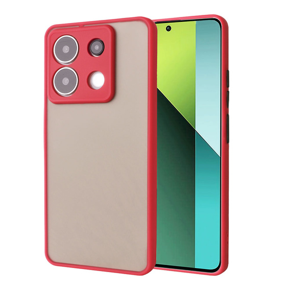 Carcasă din silicon pentru Xiaomi Redmi Note 13 Pro 5G, cu protecție pentru camera foto, transparent / roșu + sticlă călită 9H