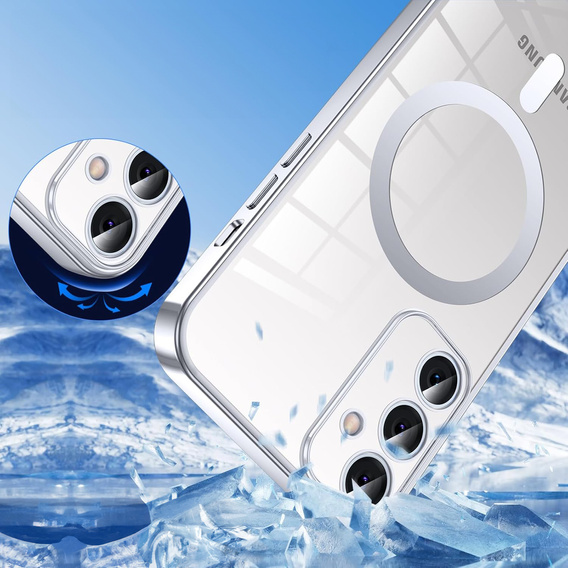 Husă pentru Samsung Galaxy S25+ Plus, Electro MagSafe, de argint + Lanyard