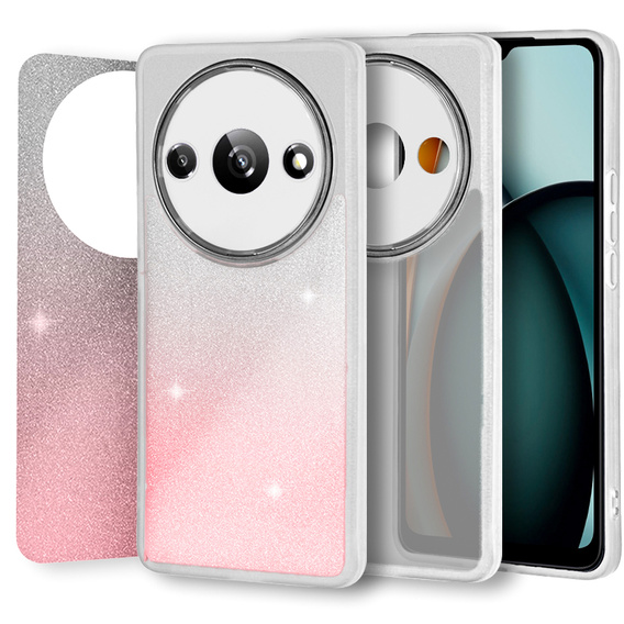 Huse pentru Xiaomi Redmi A3, Glittery Powder, alb / roz