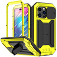 Husă pentru iPhone 14 Pro, R-JUST CamShield Slide, armată, galben / negru