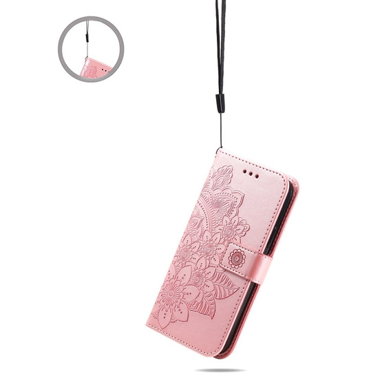 Cu clapetă pentru Xiaomi Redmi 13C / Poco C65, Mandala Flower, roz