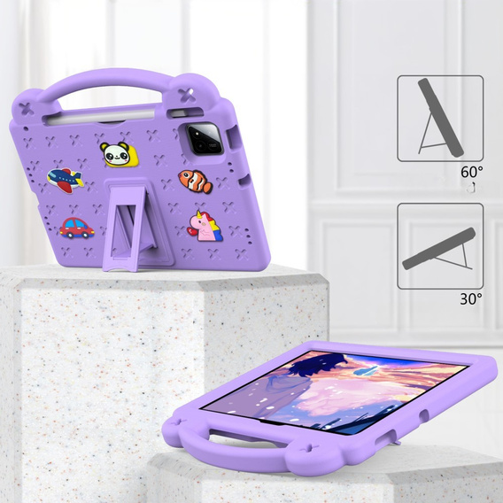 Husă pentru copii pentru Xiaomi Pad 7 / 7 Pro, Cute Patterns, cu suport, violet