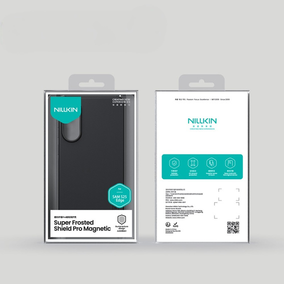 Husa NILLKIN pentru Samsung Galaxy S25 Edge, Frosted Shield, pentru MagSafe, negru