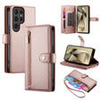 Cu clapetă pentru Samsung Galaxy S25 Ultra, Wallet Zipper Pocket, roz