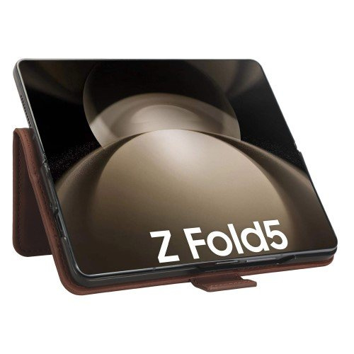 Cu clapetă pentru Samsung Galaxy Z Fold 5 5G, Card Slot, maro