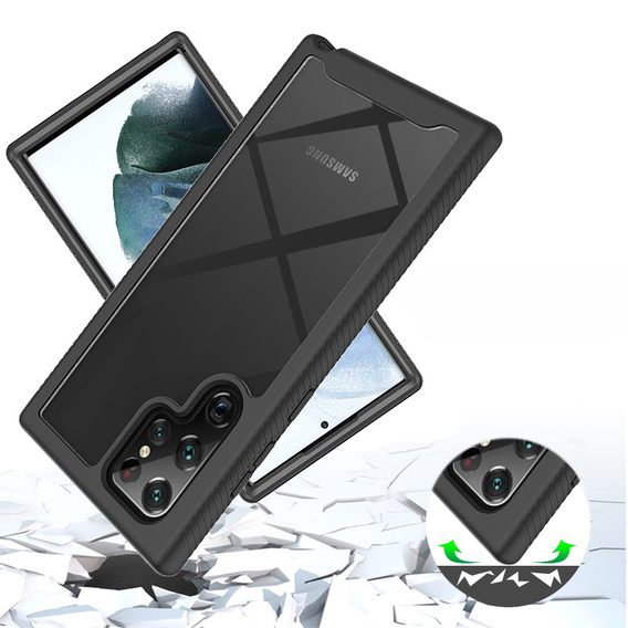 Carcasă pentru Samsung Galaxy S22 Ultra 5G, Shockproof, cu folie, albastru