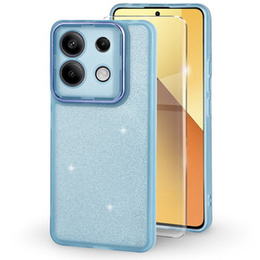 Carcasă pentru Xiaomi Redmi Note 13 5G, Glittery Powder, albastru + sticlă călită 9H